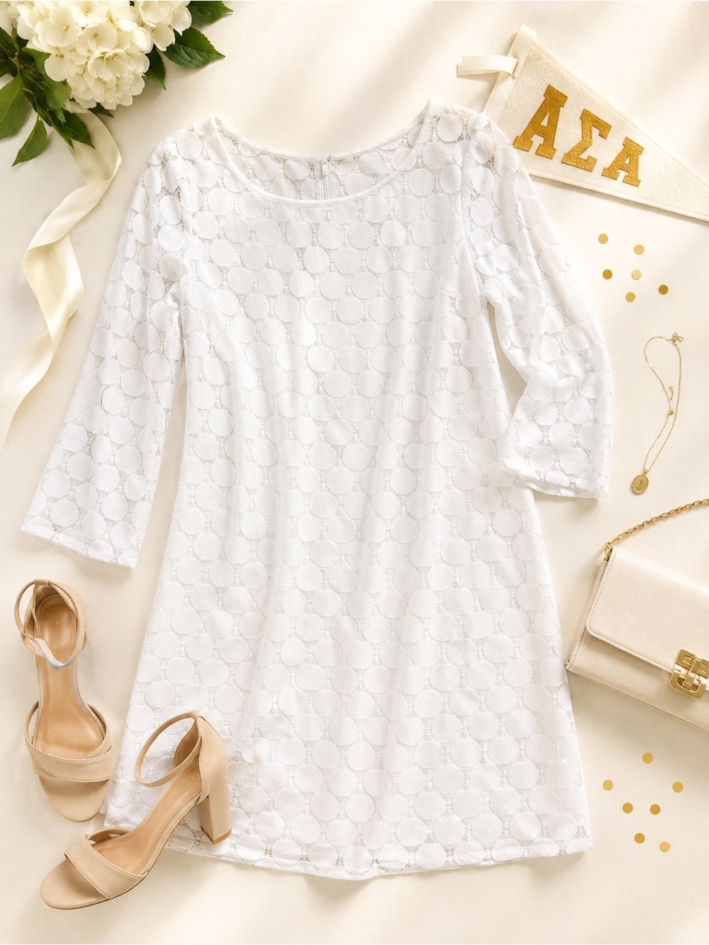 Muse White Lace Dress Size 8 Sorority Rush Recruitment Pref Day